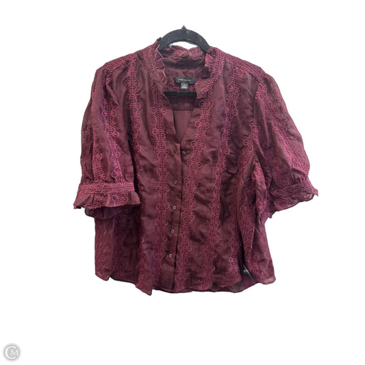 Top Short Sleeve By Ann Taylor In Purple, Size: Xl