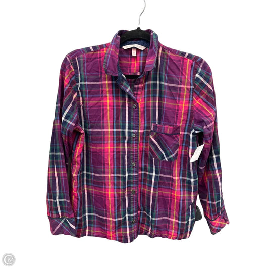 Top Long Sleeve By Victorias Secret In Plaid Pattern, Size: Xs