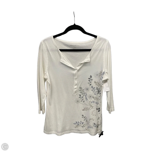 Top Long Sleeve By Eddie Bauer In White, Size: M