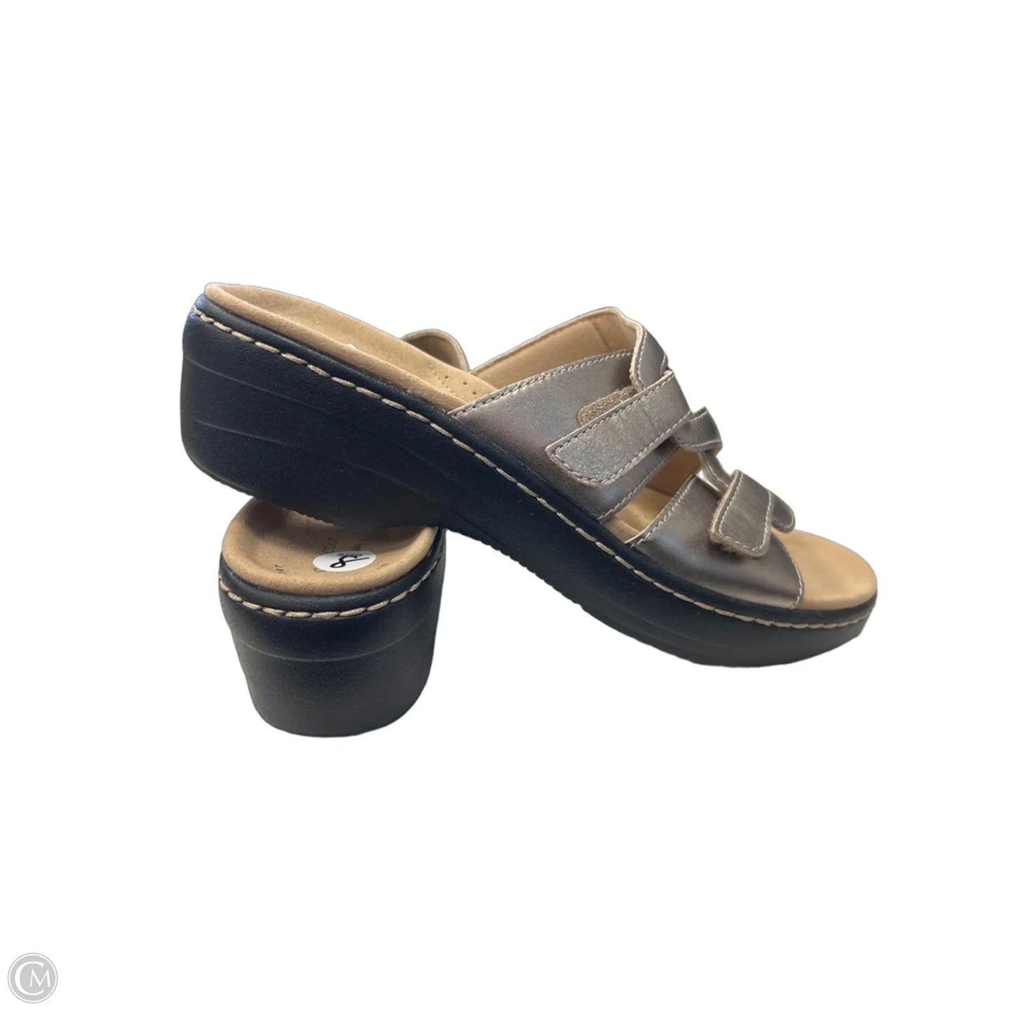 Sandals Heels Wedge By Clarks In Beige, Size: 8