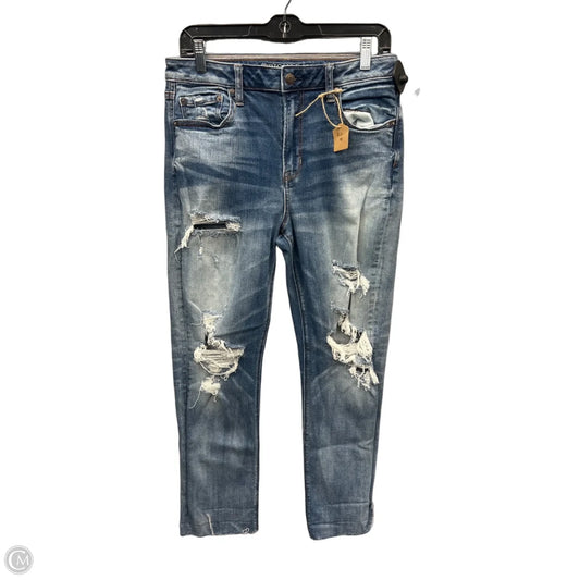 Jeans Straight By American Eagle In Blue Denim, Size: 10