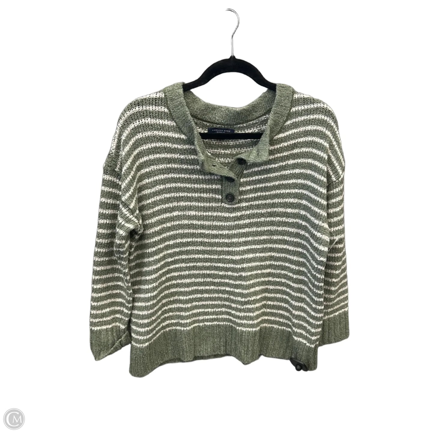 Sweater By American Eagle In Green & White, Size: S