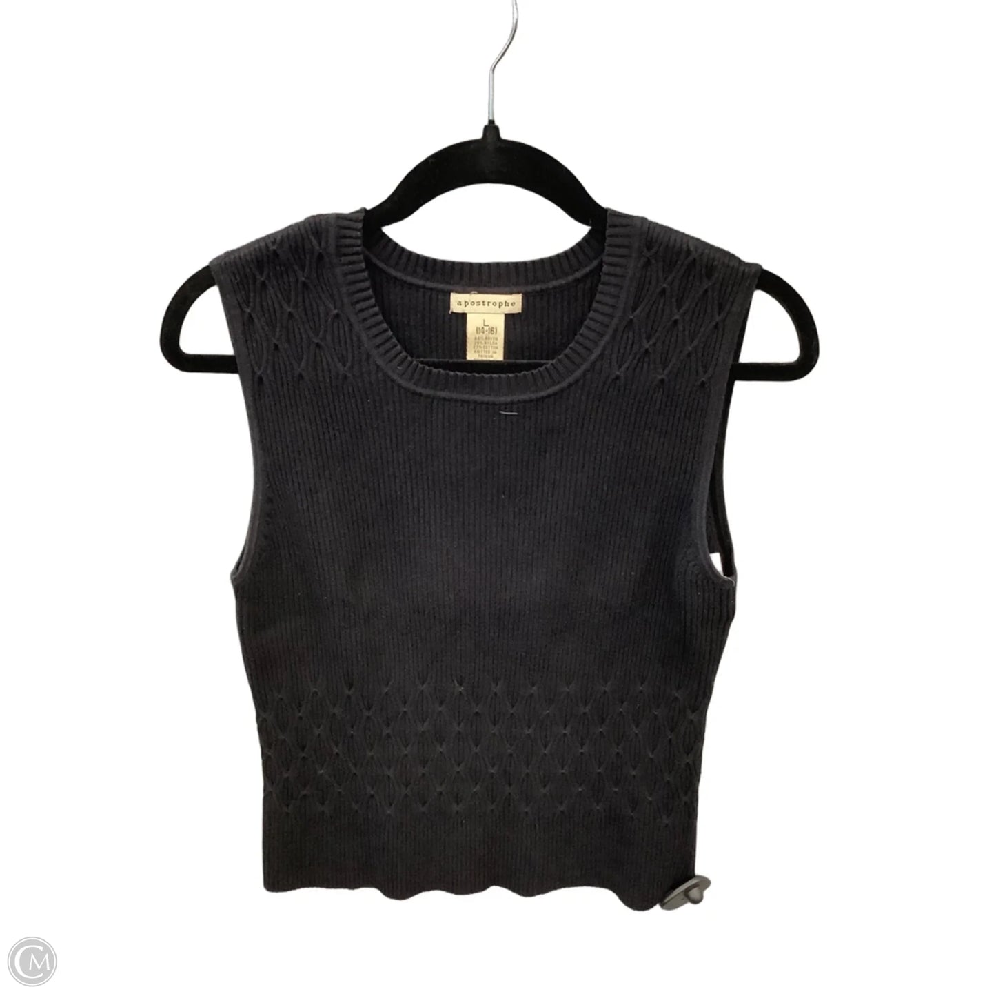 Vest Sweater By Apostrophe In Black, Size: L