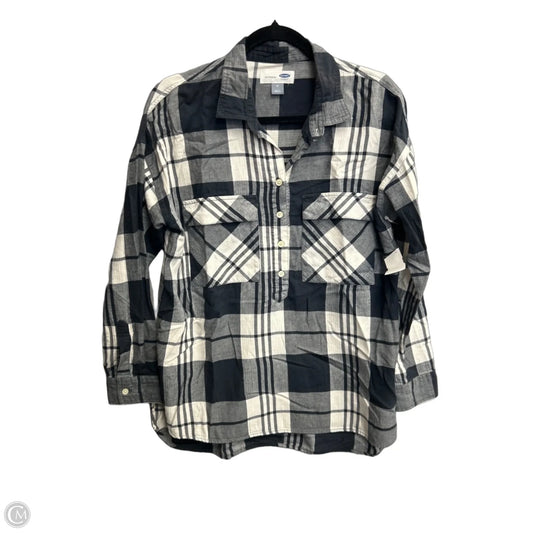 Top Long Sleeve By Old Navy In Plaid Pattern, Size: M