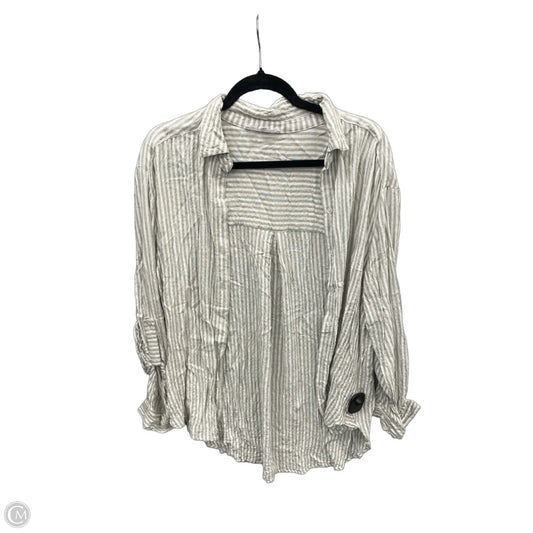Top Long Sleeve By Jane And Delancey In Green & White, Size: S