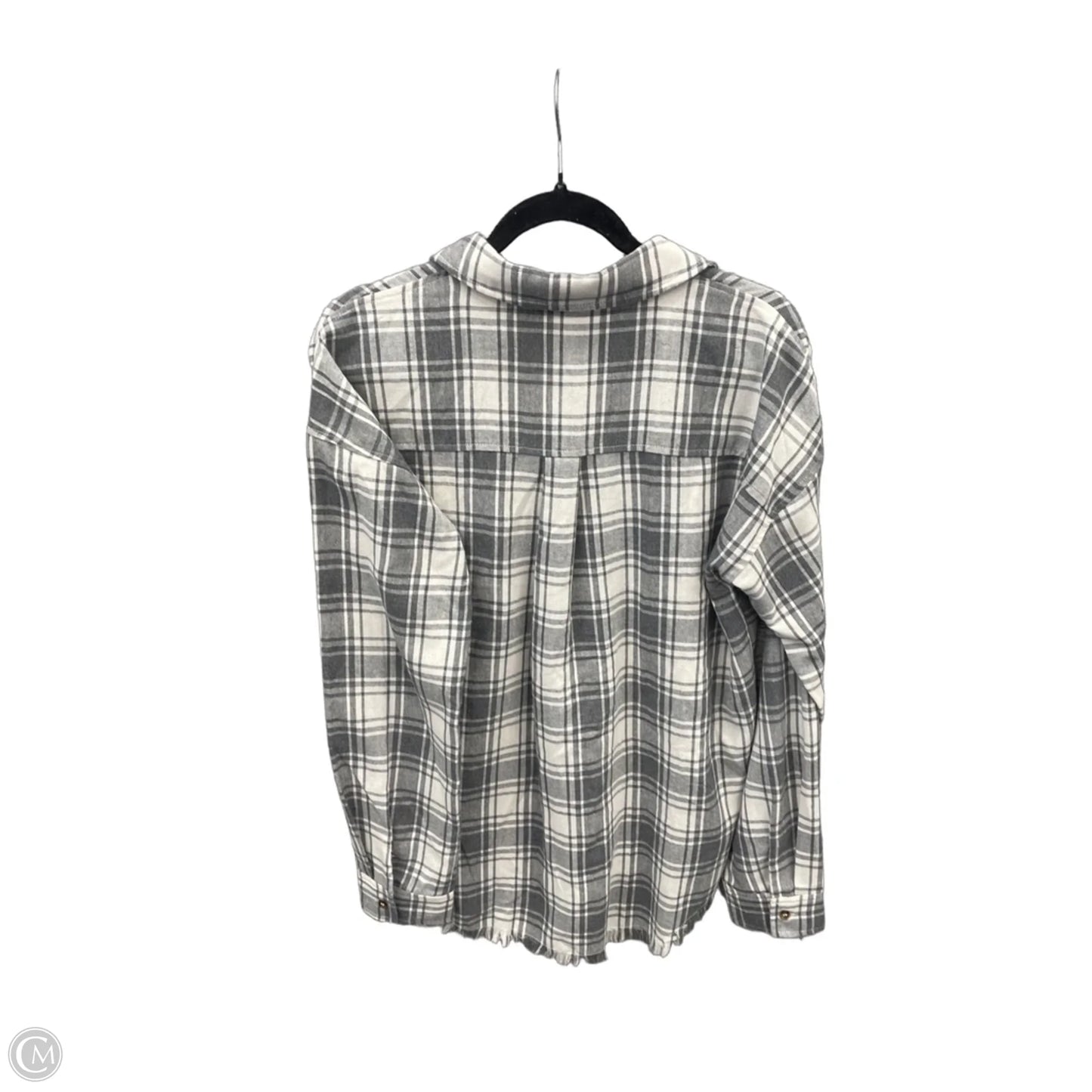 Top Long Sleeve By Hem & Thread In Grey & White, Size: M