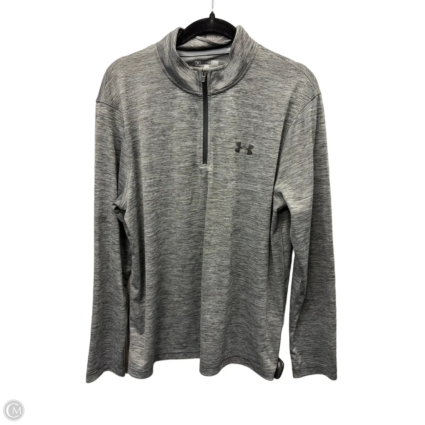 Athletic Top Long Sleeve Collar By Under Armour In Grey, Size: L