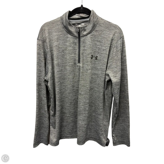 Athletic Top Long Sleeve Collar By Under Armour In Grey, Size: L