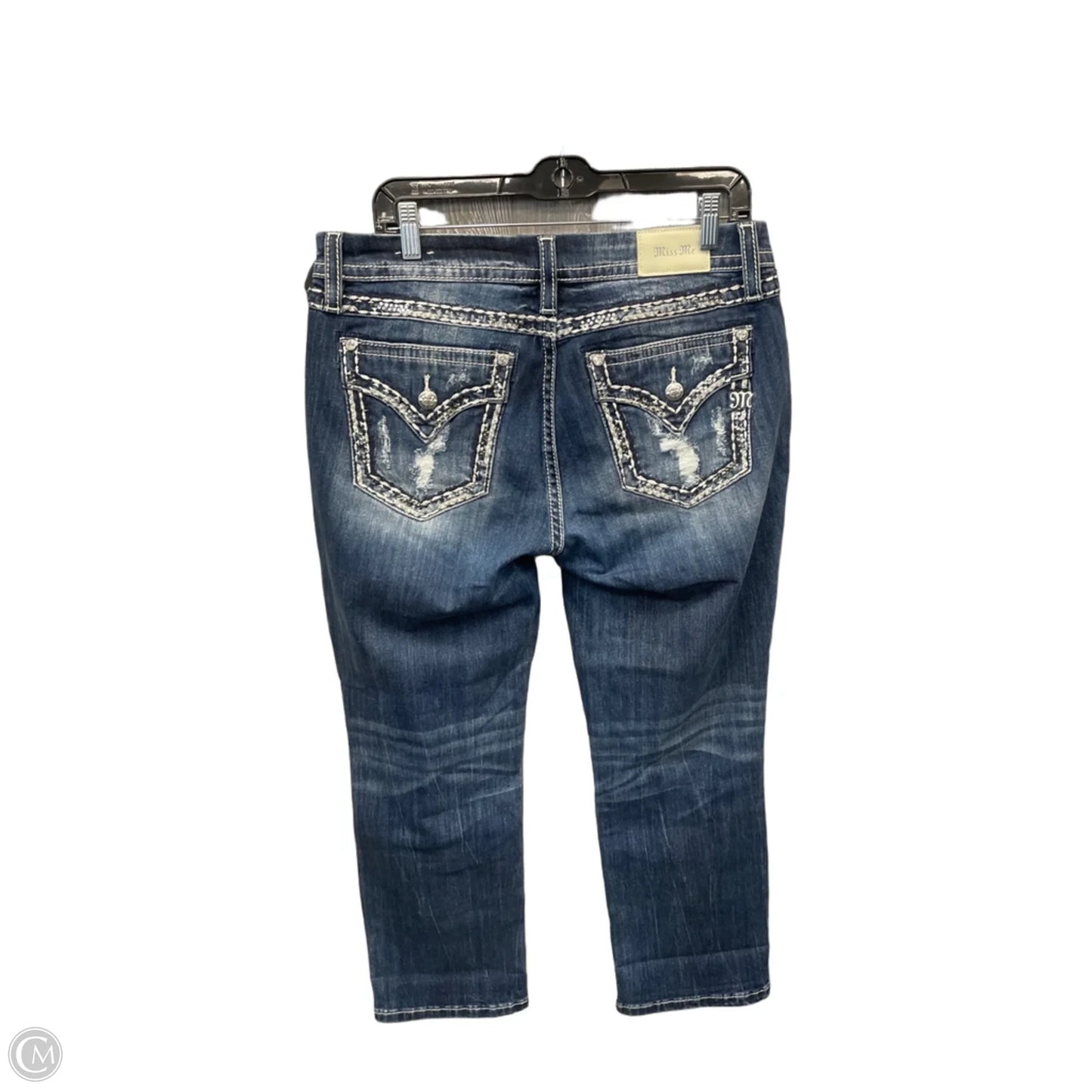 Jeans Cropped By Miss Me In Blue Denim, Size: 12