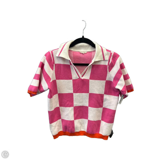 Sweater Short Sleeve By Jodifl In Pink & White, Size: S
