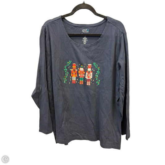 Top Long Sleeve By Croft And Barrow In Navy, Size: 2x