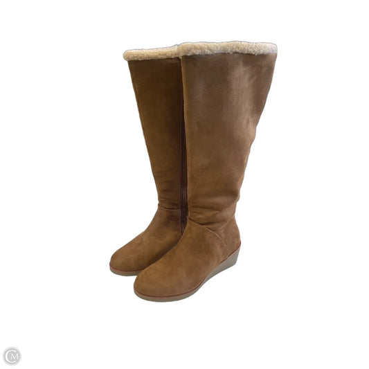 Boots Knee Heels By Clothes Mentor In Brown, Size: 7.5