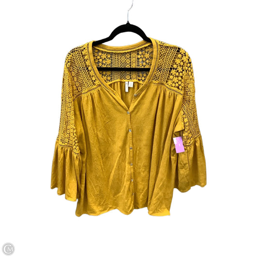 Top Long Sleeve By Cato In Yellow, Size: 2x
