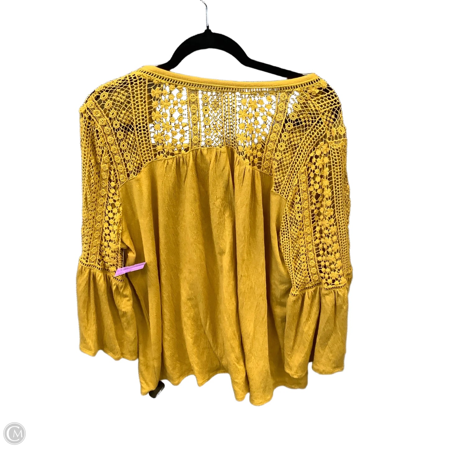 Top Long Sleeve By Cato In Yellow, Size: 2x