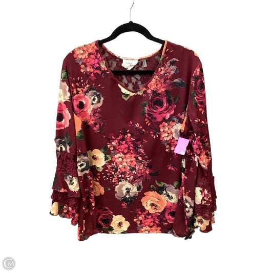 Top Long Sleeve By Carol Rose In Red, Size: 1x