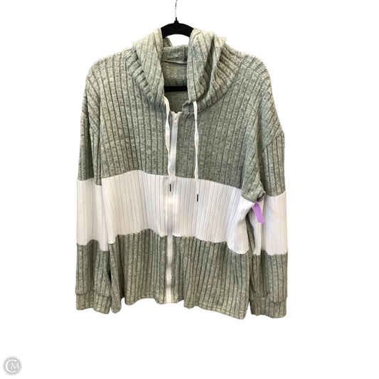 Sweatshirt Hoodie By Clothes Mentor In Green & White, Size: 2x
