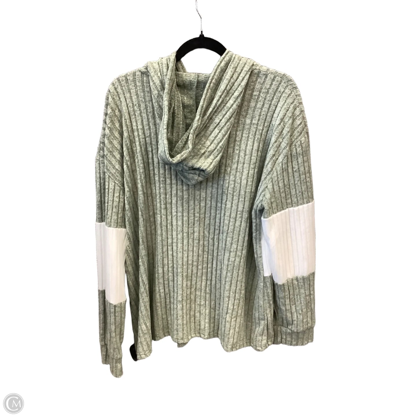 Sweatshirt Hoodie By Clothes Mentor In Green & White, Size: 2x