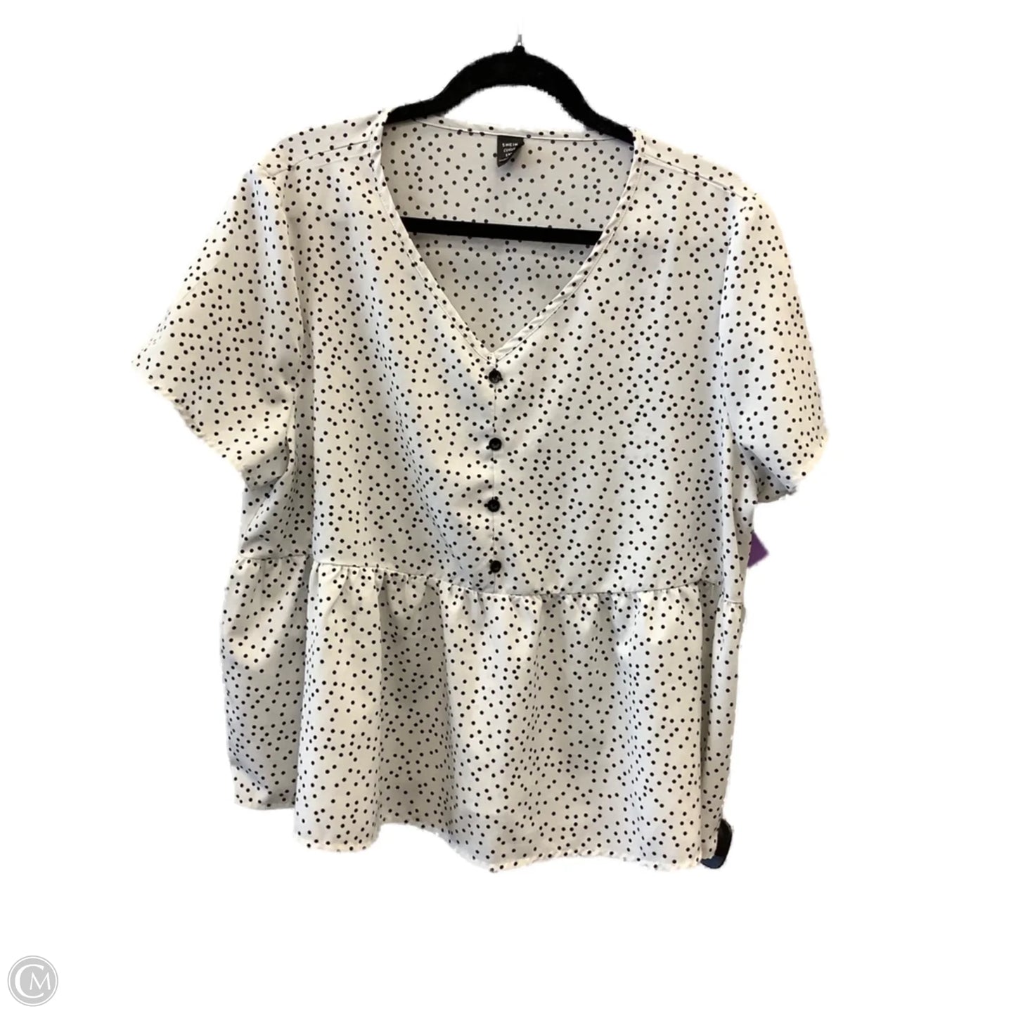 Top Short Sleeve By Shein In Black & White, Size: 1x