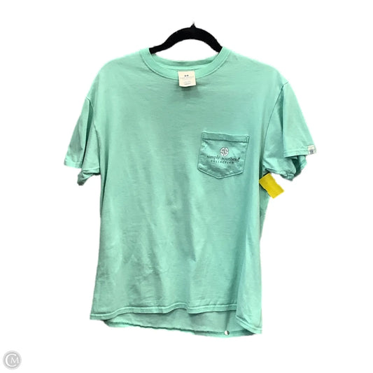 Top Short Sleeve By Simply Southern In Teal, Size: M