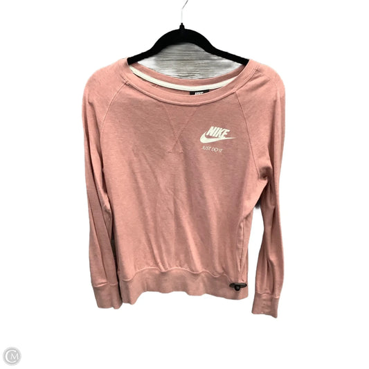 Athletic Top Long Sleeve Collar By Nike In Pink, Size: M