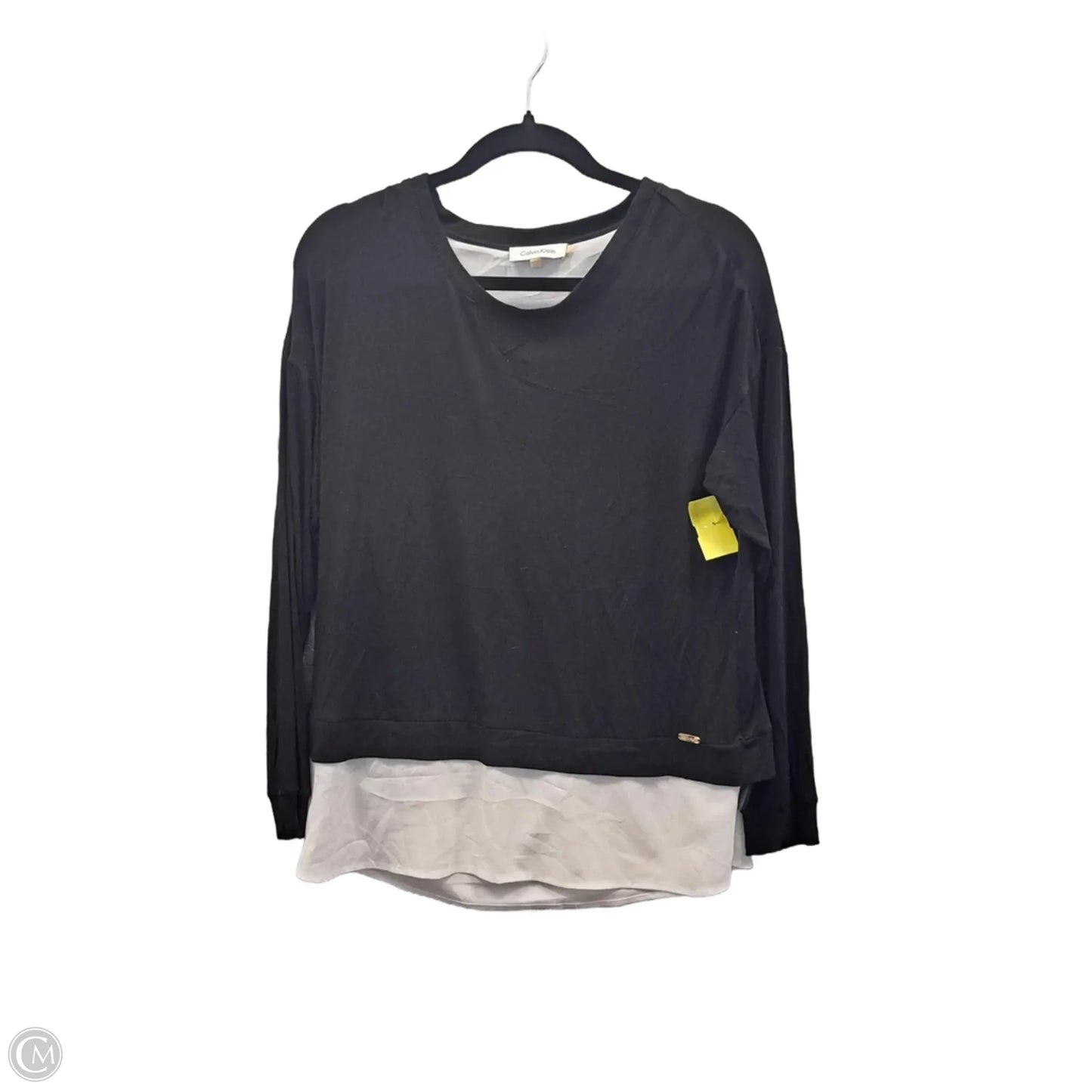 Top Long Sleeve By Calvin Klein In Black, Size: S