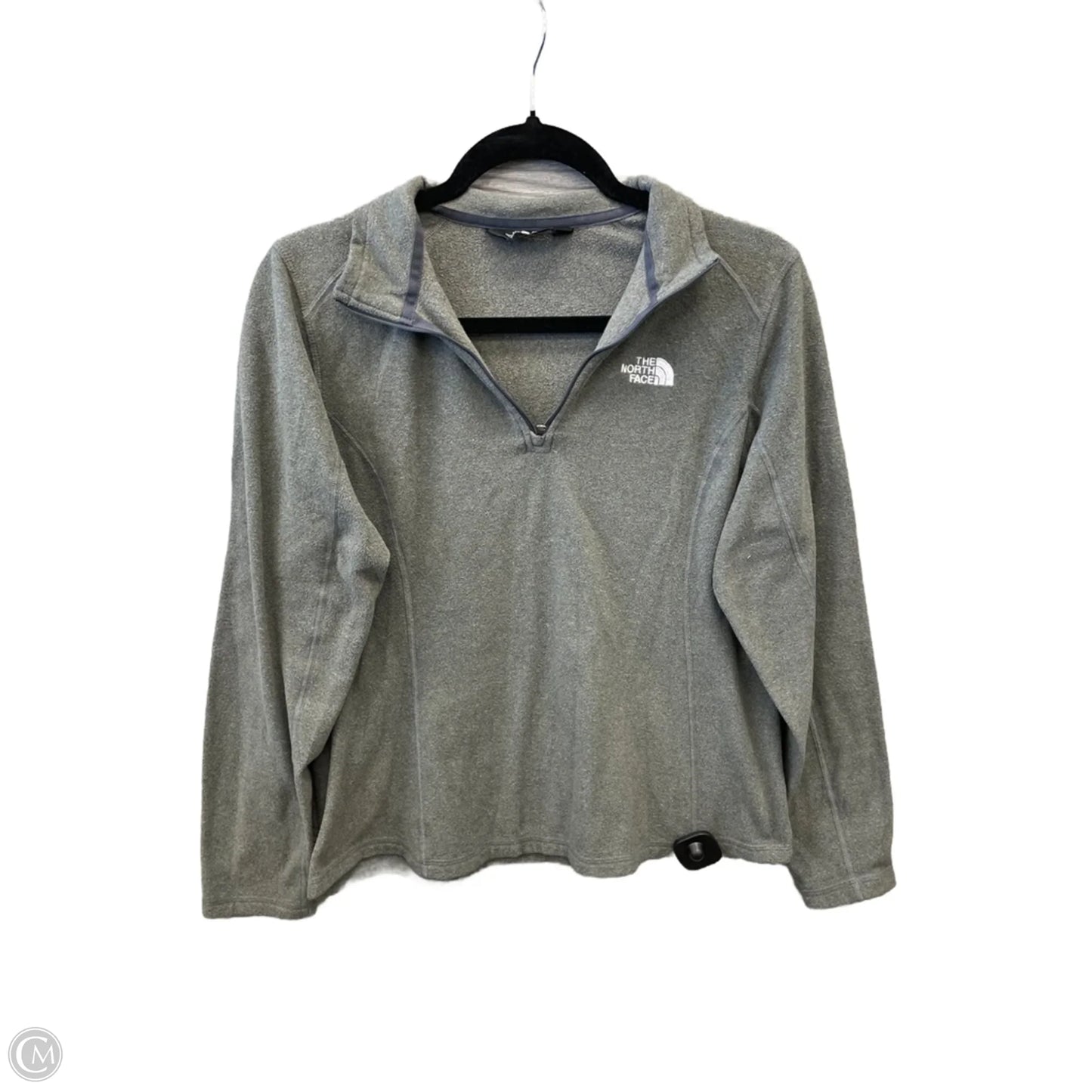 Athletic Top Long Sleeve Collar By The North Face In Grey, Size: L