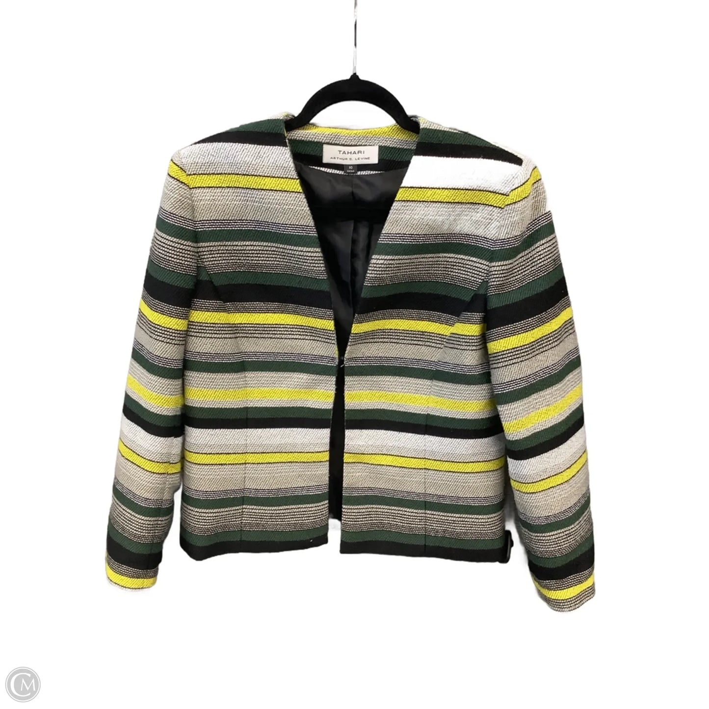 Blazer By Tahari In Striped Pattern, Size: M