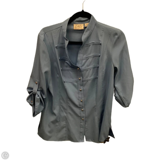 Top Long Sleeve By Cathy Che In Blue, Size: M