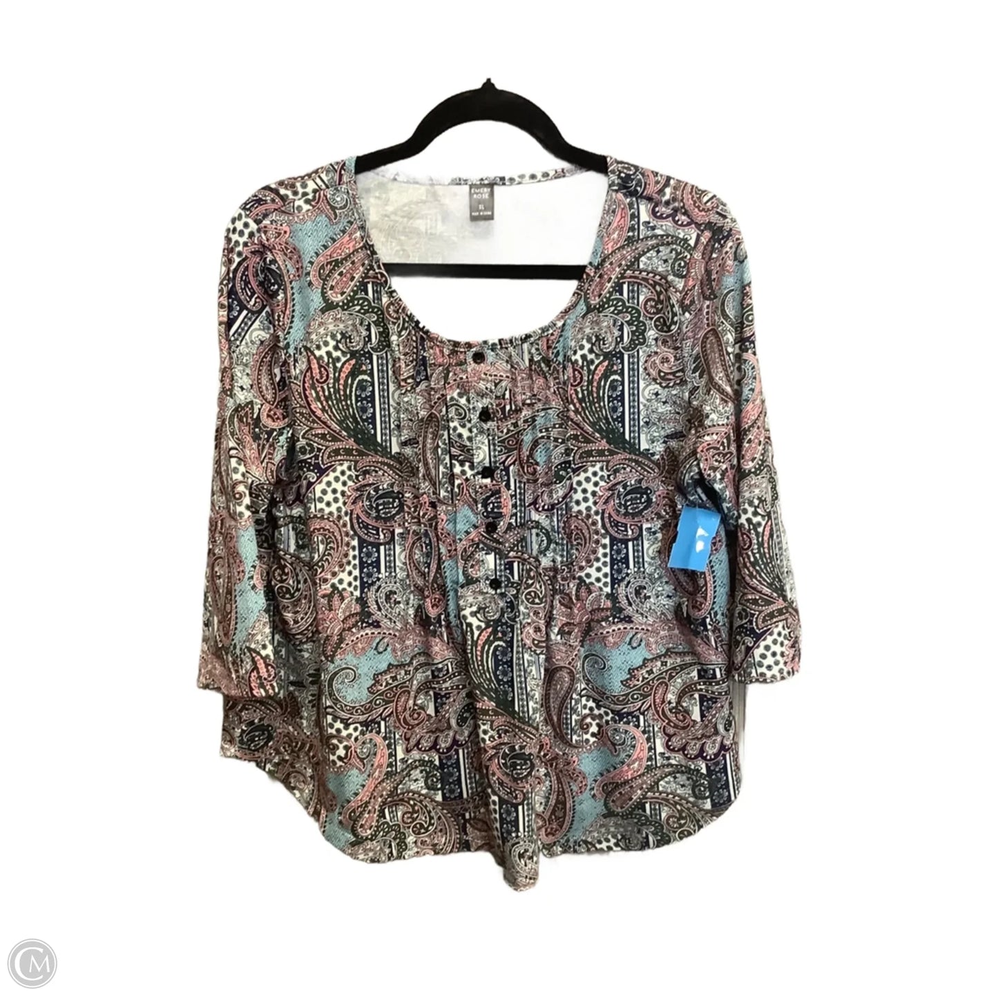 Top Long Sleeve By Emery Rose In Floral Print, Size: Xl