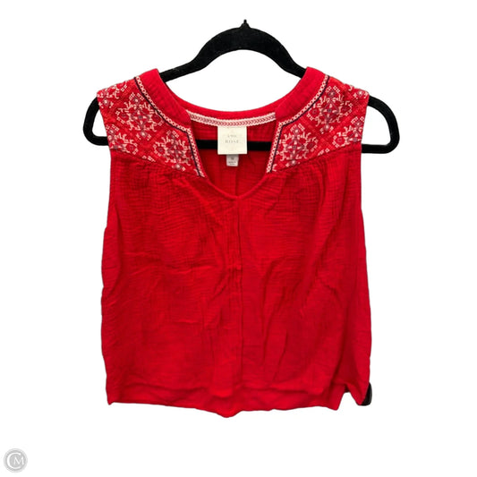 Top Sleeveless By Knox Rose In Red, Size: M