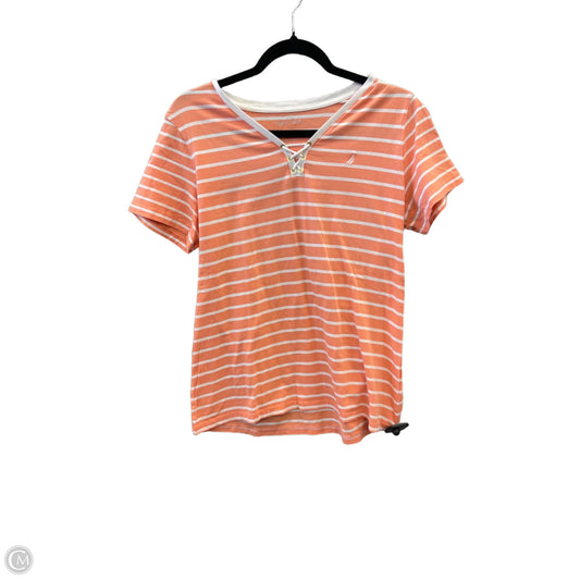 Top Short Sleeve By Nautica In Striped Pattern, Size: L