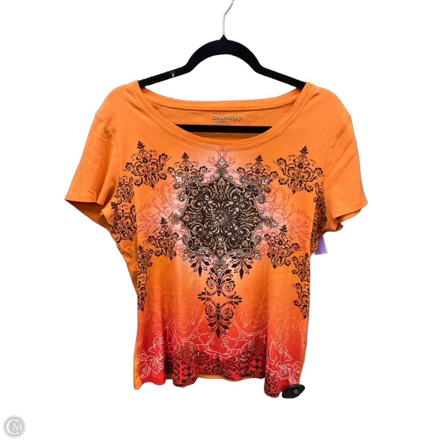 Top Short Sleeve By Zenergy By Chicos In Orange, Size: L