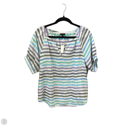 Top Short Sleeve By Talbots In Striped Pattern, Size: L