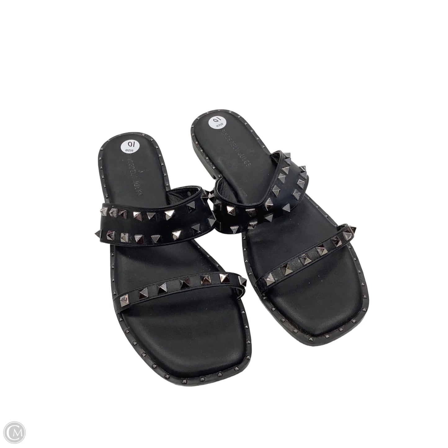 Sandals Flats By Clothes Mentor In Black, Size: 10