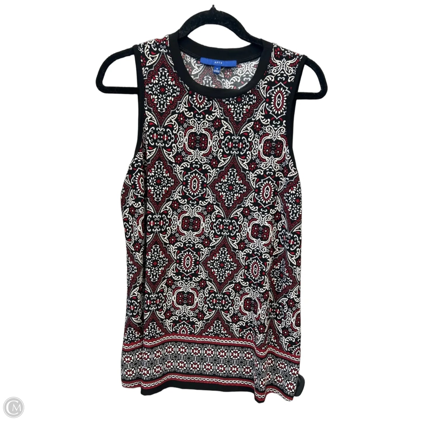 Top Sleeveless By Apt 9 In Black & Red, Size: M
