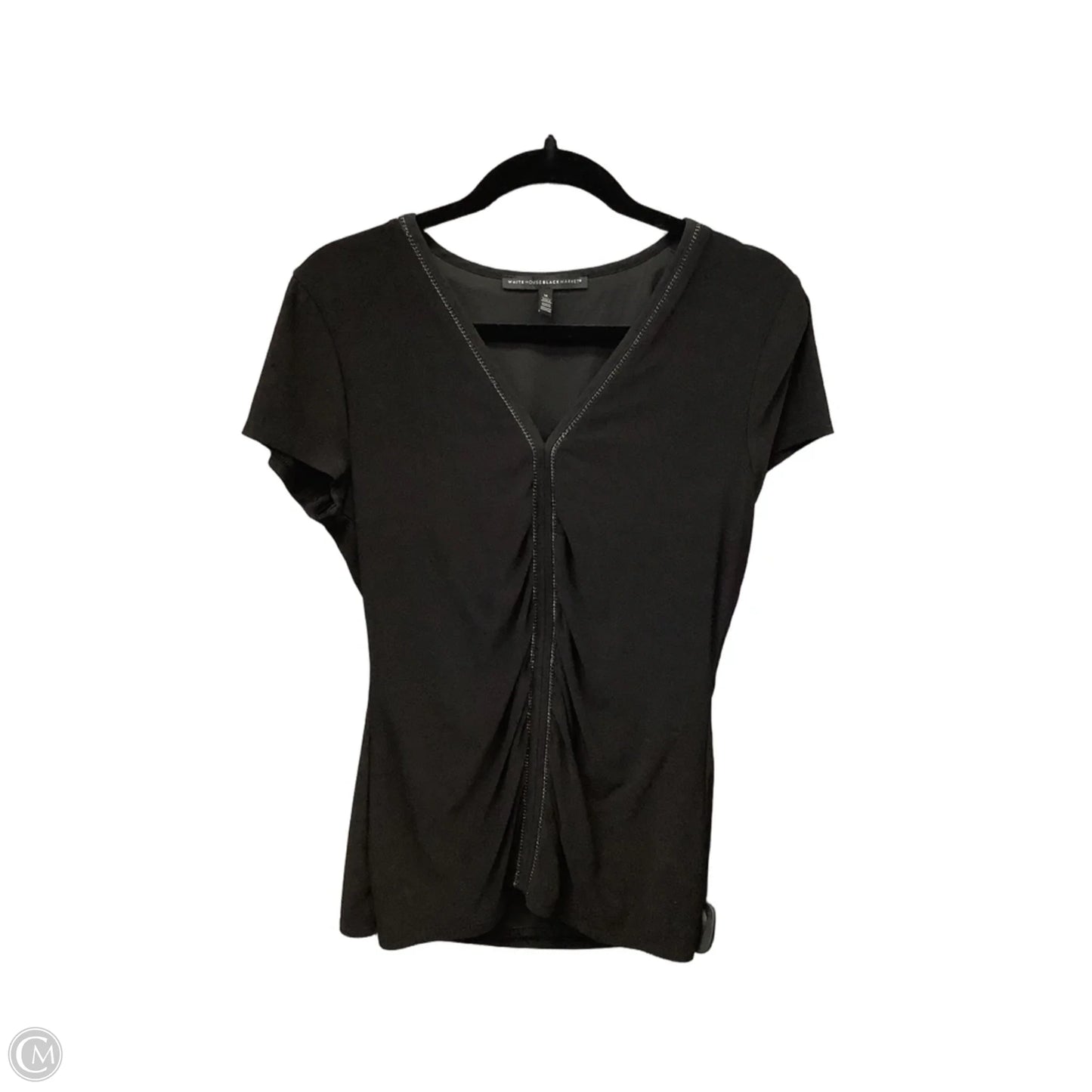 Top Short Sleeve By White House Black Market In Black, Size: M