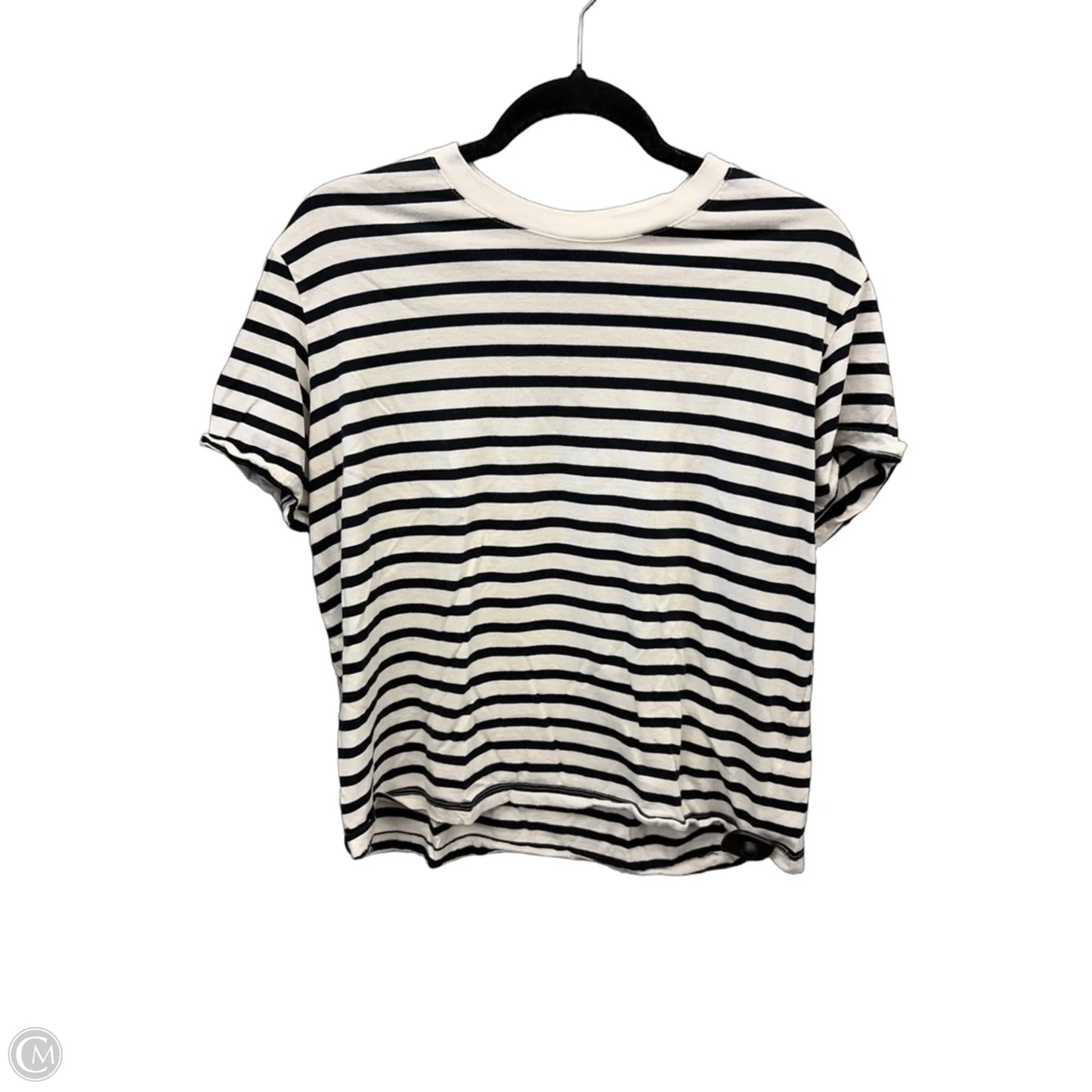 Top Short Sleeve By H&m In Striped Pattern, Size: L