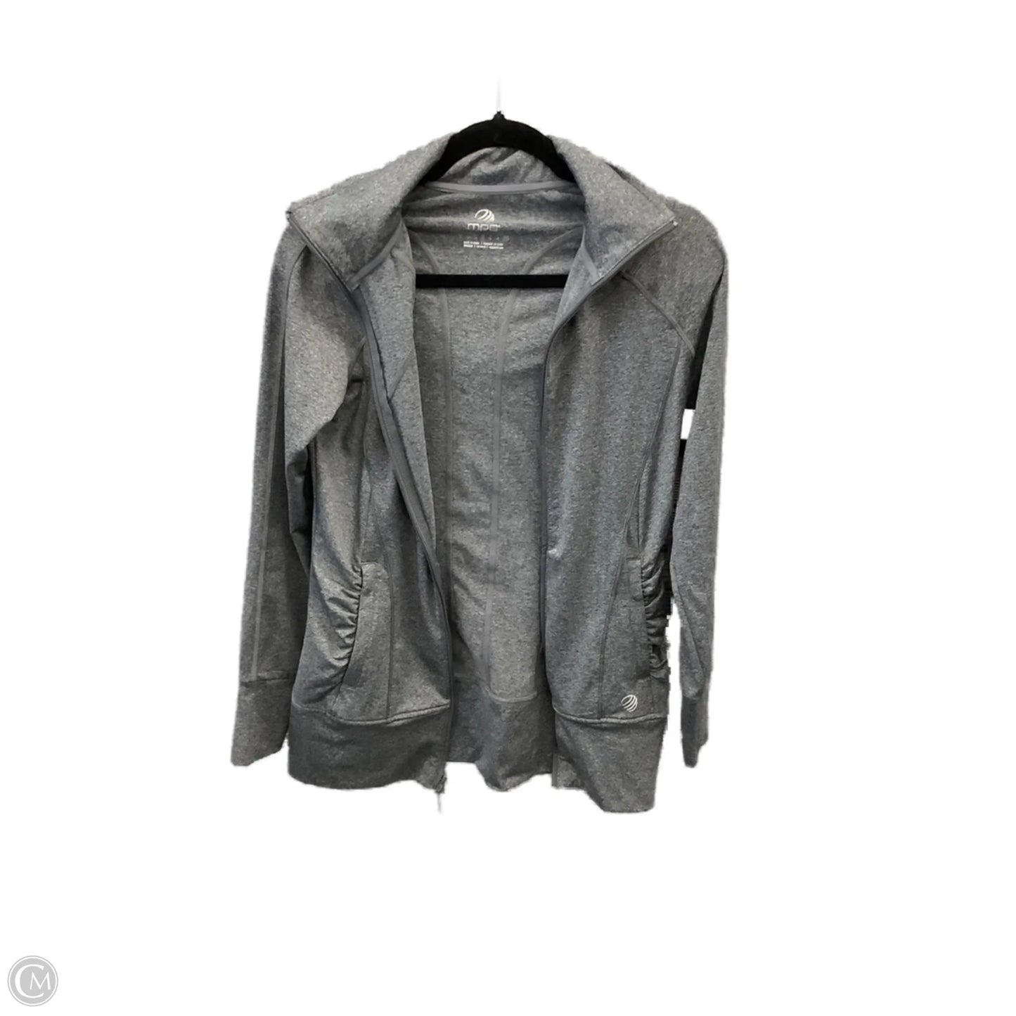 Athletic Top Long Sleeve Hoodie By Mpg In Grey, Size: S
