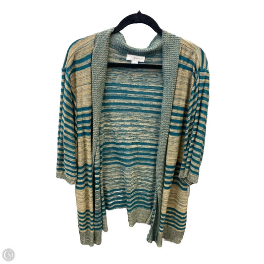 Cardigan By Cj Banks In Blue & Cream, Size: 3x