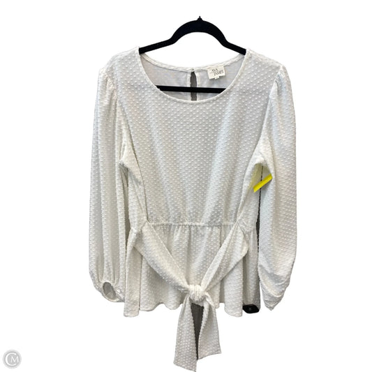 Top Long Sleeve By Ava James In White, Size: Xl