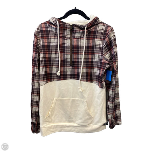 Sweatshirt Hoodie By Pulse In Brown & Cream, Size: S