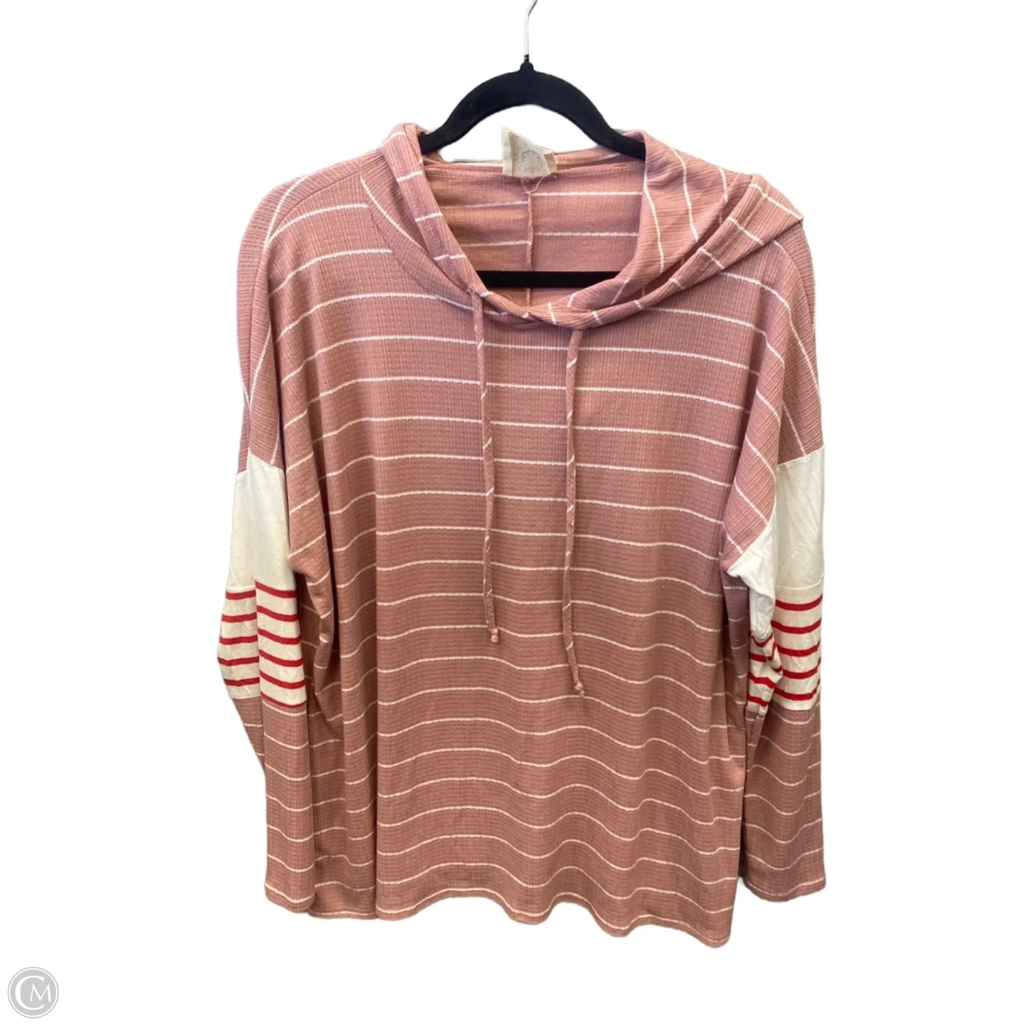 Top Long Sleeve By Fantastic Fawn In Pink & White, Size: S