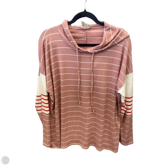 Top Long Sleeve By Fantastic Fawn In Pink & White, Size: S