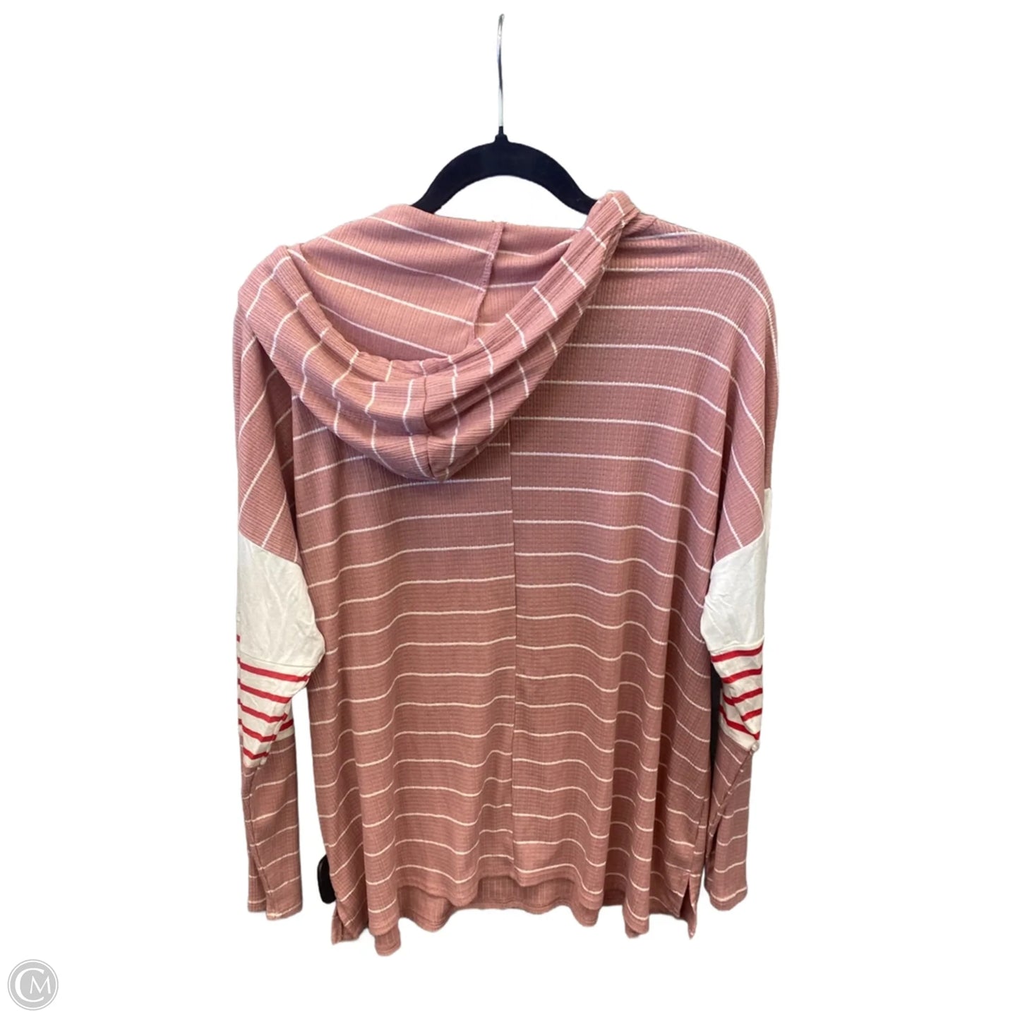 Top Long Sleeve By Fantastic Fawn In Pink & White, Size: S