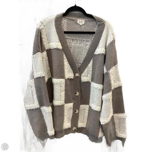 Cardigan By Bibi In Grey & White, Size: Xl