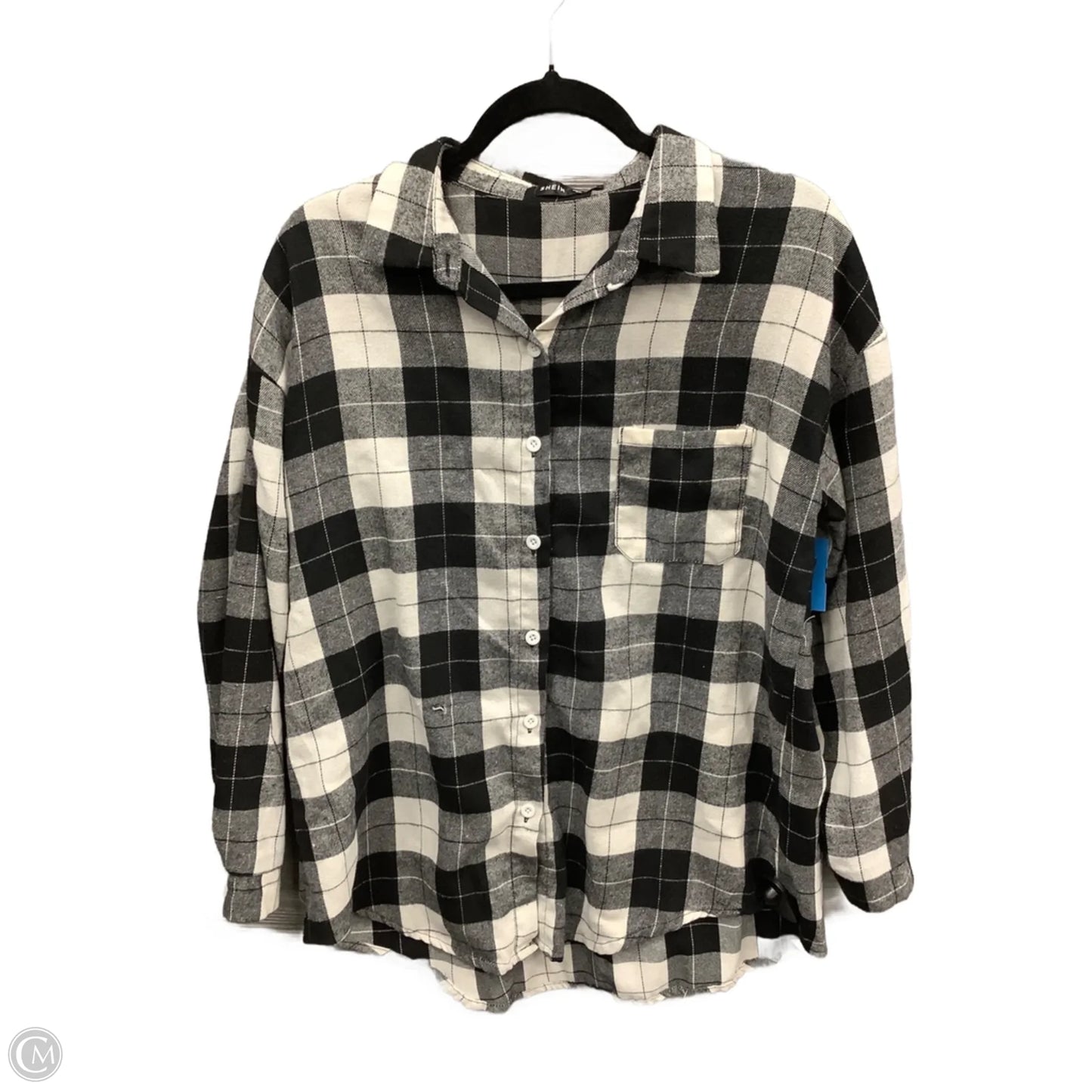 Top Long Sleeve By Shein In Black & White, Size: M