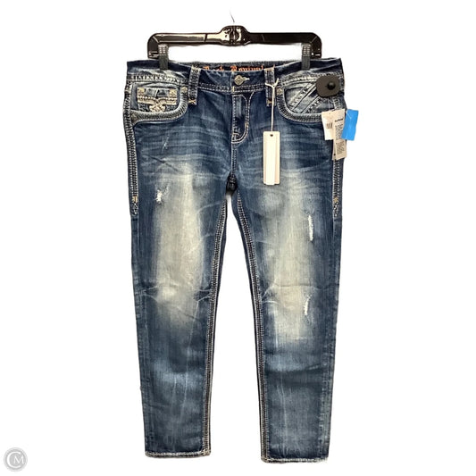 Jeans Skinny By Rock Revival In Blue Denim, Size: 12