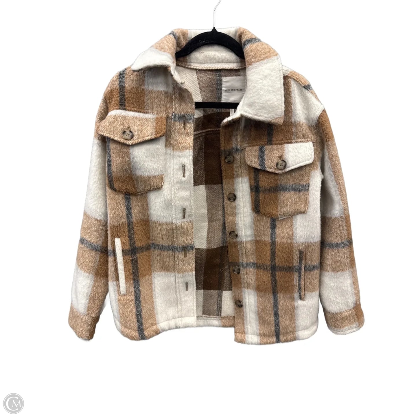 Jacket Fleece By Avec Les Filles In Plaid Pattern, Size: Xs
