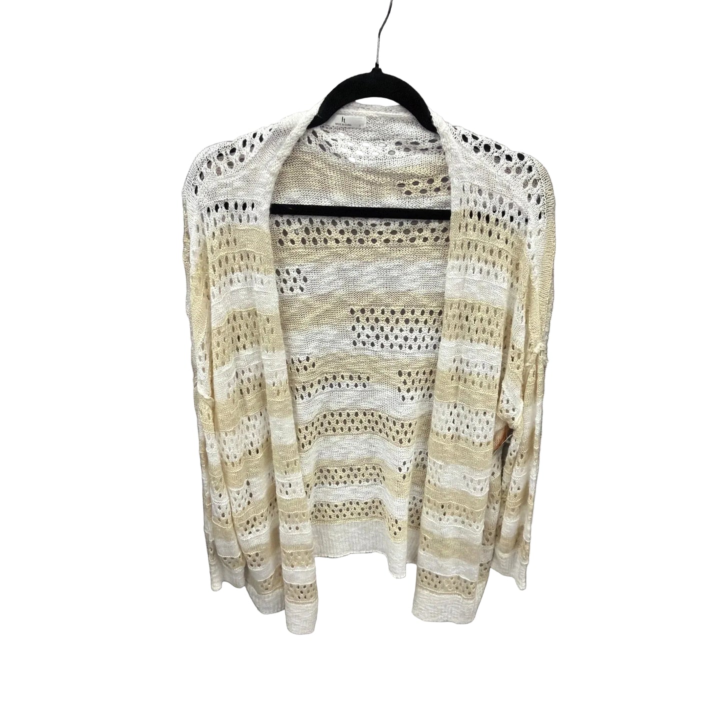 Cardigan By Clothes Mentor In White & Yellow, Size: L