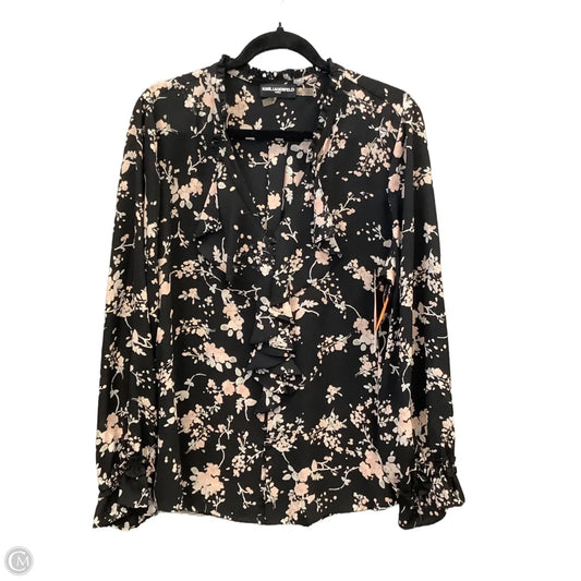 Top Long Sleeve Designer By Karl Lagerfeld In Floral Print, Size: Xl
